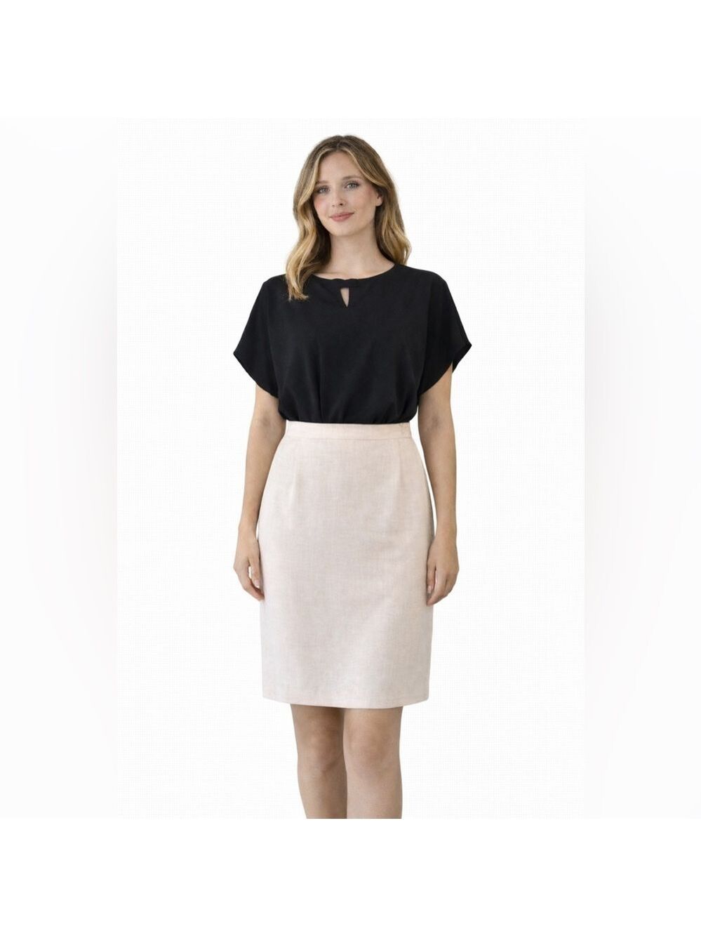 Vintage 70s Union made pale pink midi skirt - small